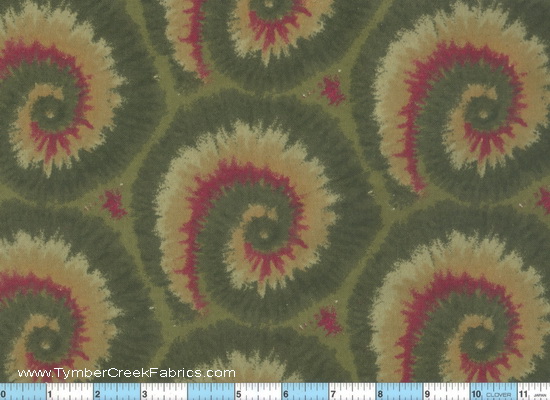 Tie Dye Swirl Green Tan Red Flannel